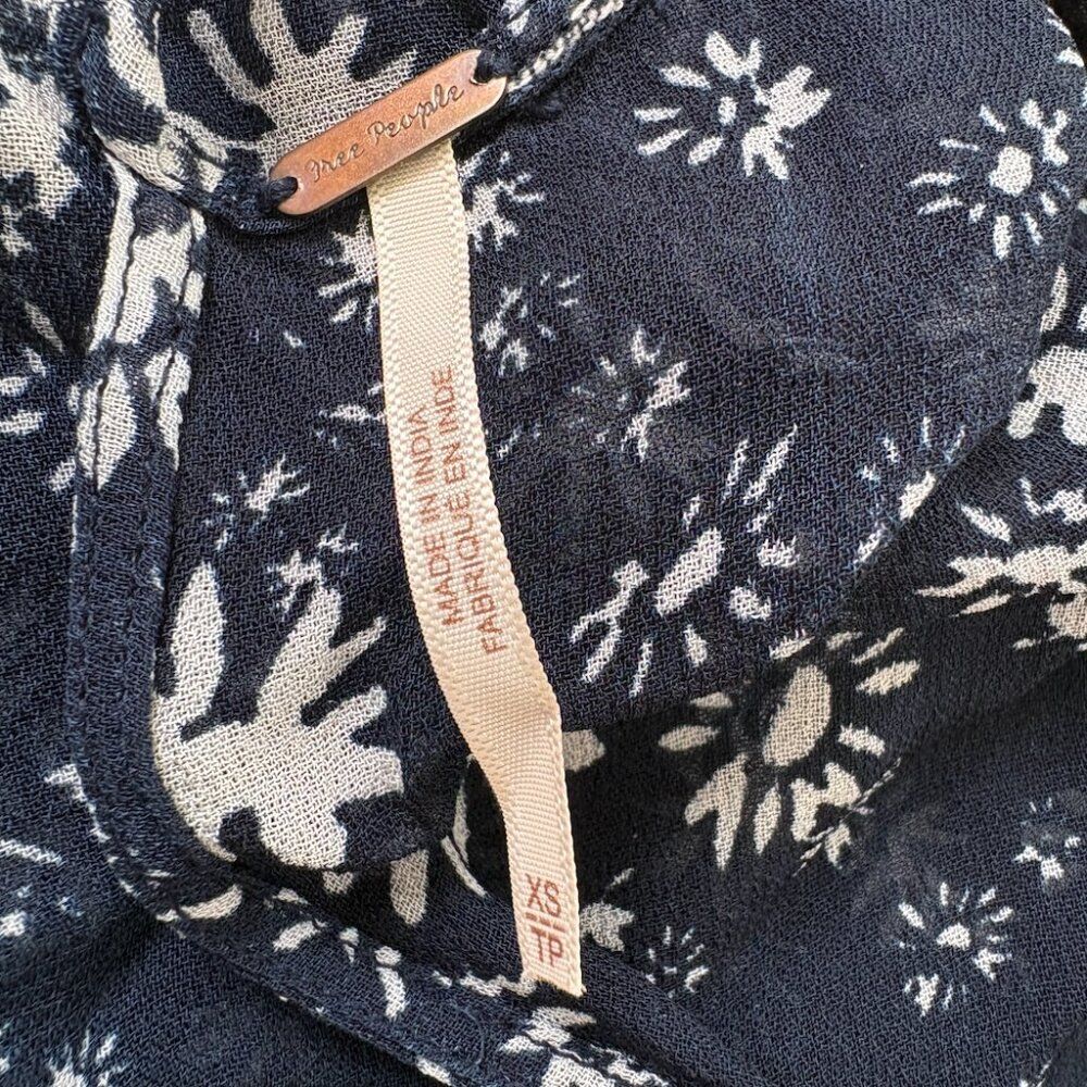 Free People Wallflower Midi Dress Blue Navy XS Boho Floral - Picture 5 of 7